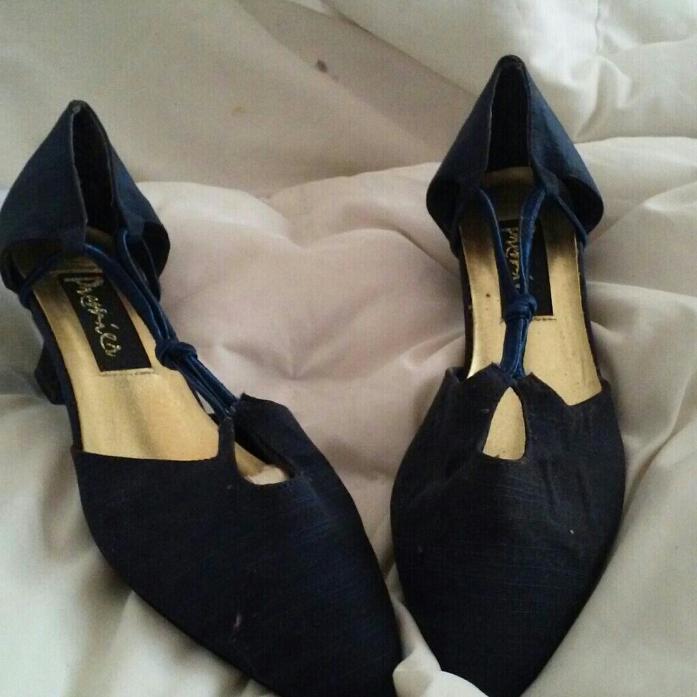 Navy blue silk heels
